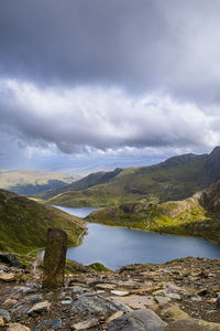 Scenic view of mountains against sky