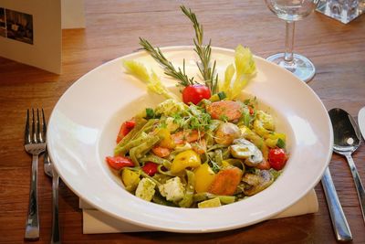 Close-up of salad in plate on table