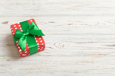 Directly above shot of christmas decorations on table