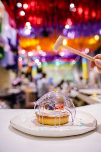 Close-up of cake on table