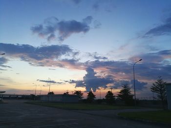 Road against sky at sunset