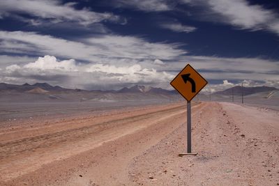 Road sign in desert