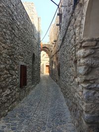 Narrow alley along old buildings