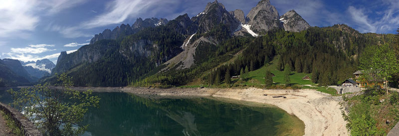 Panoramic view of landscape and mountains against sky