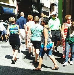 People walking in park