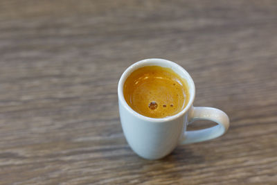 High angle view of coffee on table