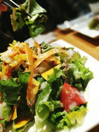 Close-up of served food in plate