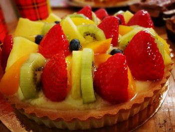 Close-up of strawberry cake