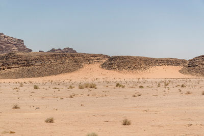 Scenic view of desert against clear sky