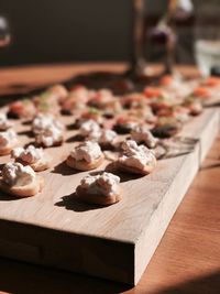 Close-up of meat on cutting board