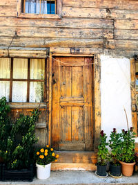 Closed door of old building