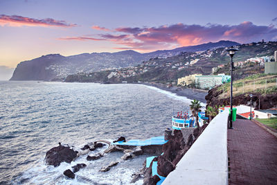 Scenic view of sea against sky during sunset