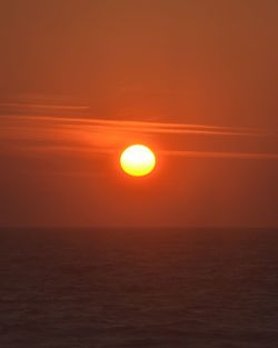 Scenic view of sea against romantic sky at sunset