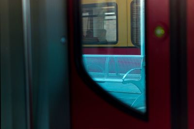 Close-up of train window