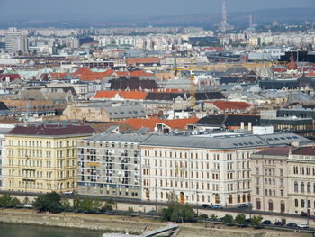 High angle view of townscape against sky