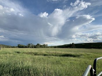 Scenic view of land against sky