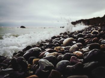 Scenic view of sea against cloudy sky