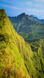 Scenic view of mountains against sky