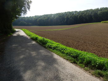 Road passing through field