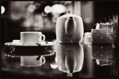 Close-up of coffee cup on table