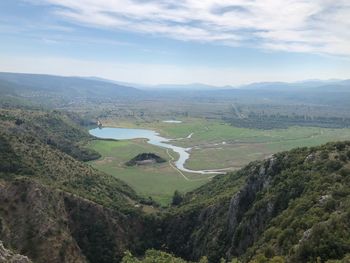 High angle view of landscape against sky