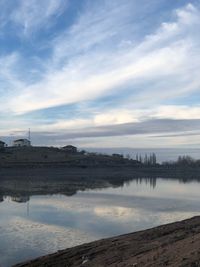 Scenic view of lake against sky