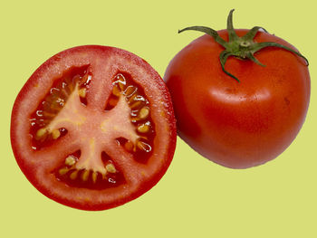 Close-up of red fruit on table