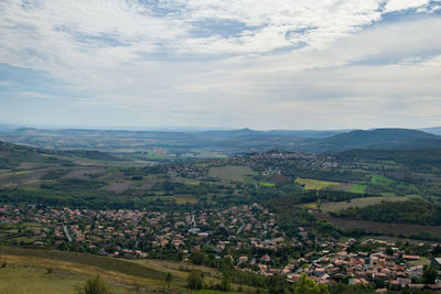 High angle view of townscape against sky