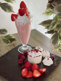 Close-up of dessert on table