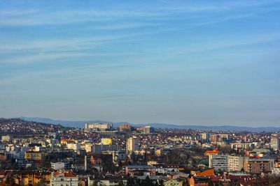 High angle view of cityscape against sky