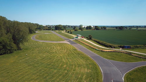 Aerial view of landscape against clear sky