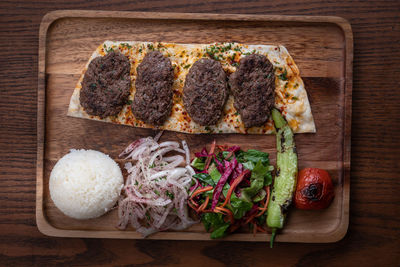 Directly above shot of food on cutting board