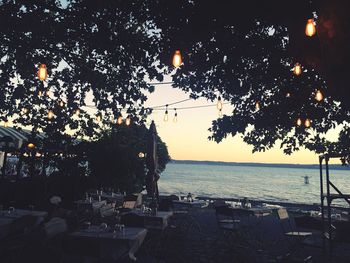 Scenic view of sea against sky at sunset