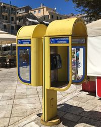 Close-up of telephone booth