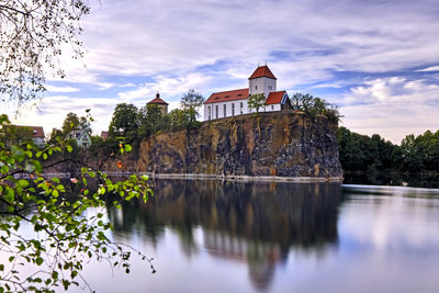 Reflection of building in lake