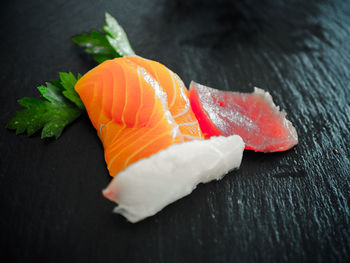 Close-up of sushi in plate