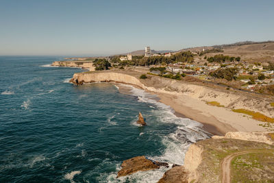 Davenport, california, a small coastal town in northern california, aerial photo.