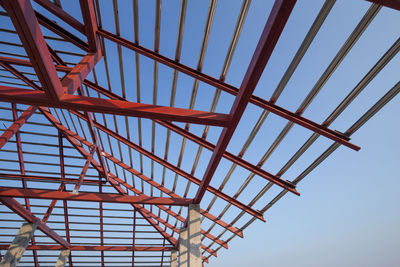 Low angle view of roof against clear sky