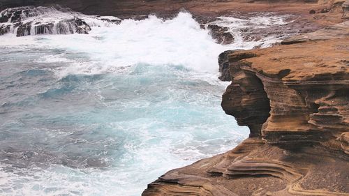 Rock formation in sea