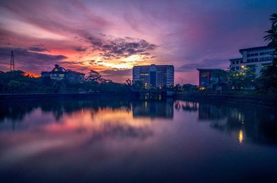 View of city at sunset