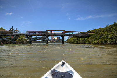 Bridge over river against sky