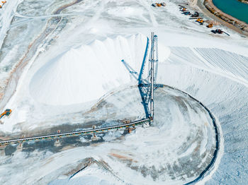 Salt lake city, utah landscape with desert salt mining factory