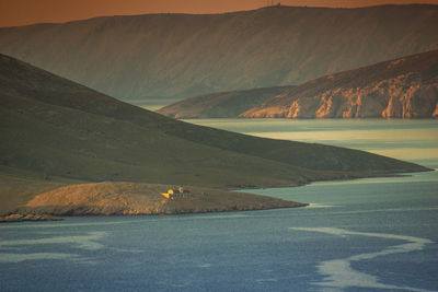 Scenic view of lighthouse by adriatic sea at baska