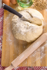 Close-up of meat on cutting board