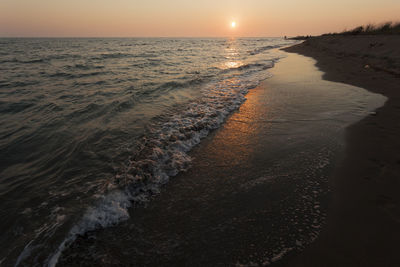 Sunrise in the beach in nudist resort ada bojana in montenegro