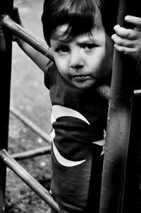 High angle portrait of boy playing in playground