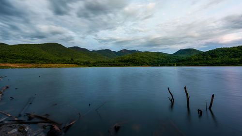 Scenic view of lake against sky