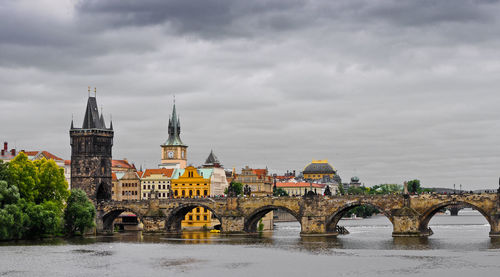 Charles bridge at the end of a summer day, prague, czech republic.