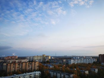 High angle view of townscape against sky