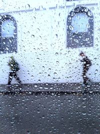 Close-up of water drops on glass